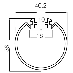 Alternative view of LR207-EX Aluminium Extrusion and Lens