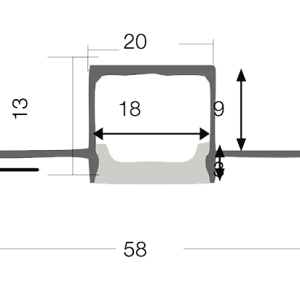Alternative view of LR210W-EX Aluminium Extrusion and Lens