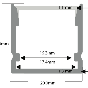 Alternative view of LR261-EX Aluminium Extrusion and Lens