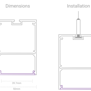 Alternative view of LR244-EX Aluminium Extrusion and Lens